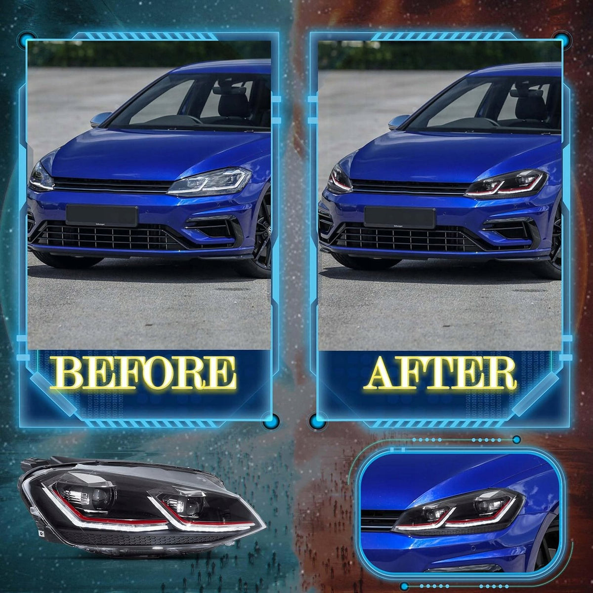 VLAND Pełne LED Reflektory do VW MK7/Golf 7 (2012–2017)