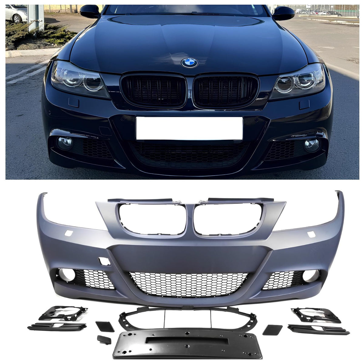 Zderzak Przedni BMW E90/E91 M-Pakiet LCI (2008–2012, z SRA, opcjonalnie PDC)