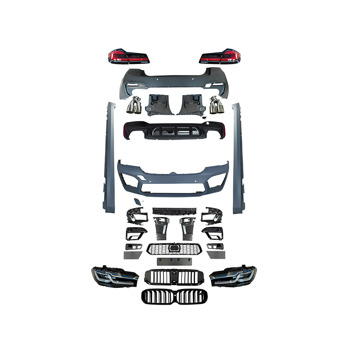 Bodykit BMW G30 M5 do 17-20 Zderzaki + Progi + Dyfuzor z Końcówkami + Lampy