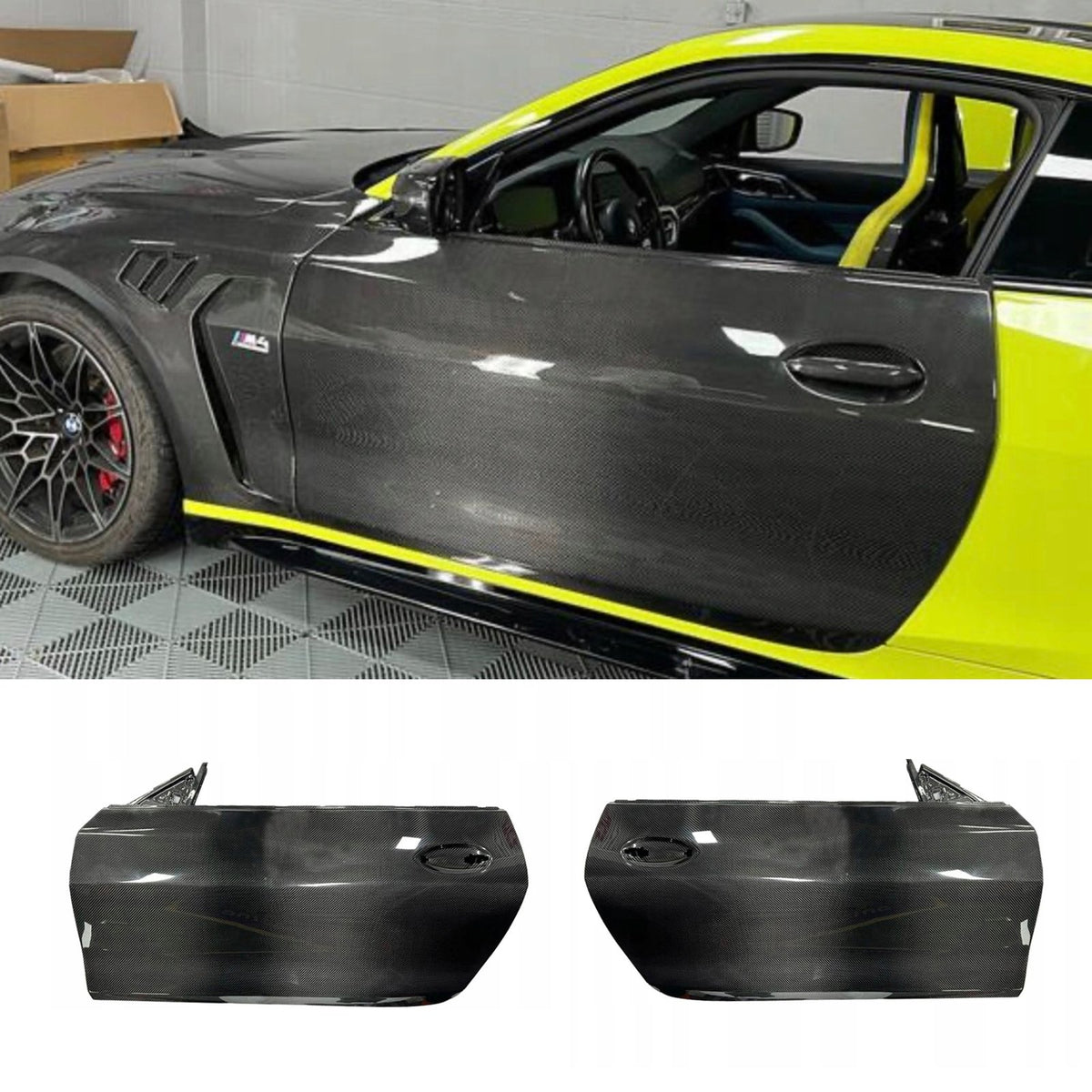 Drzwi z Włókna Węglowego Dry Carbon do BMW G82 M4/G22 Serii 4 – Części Wyścigowe (Komplet)