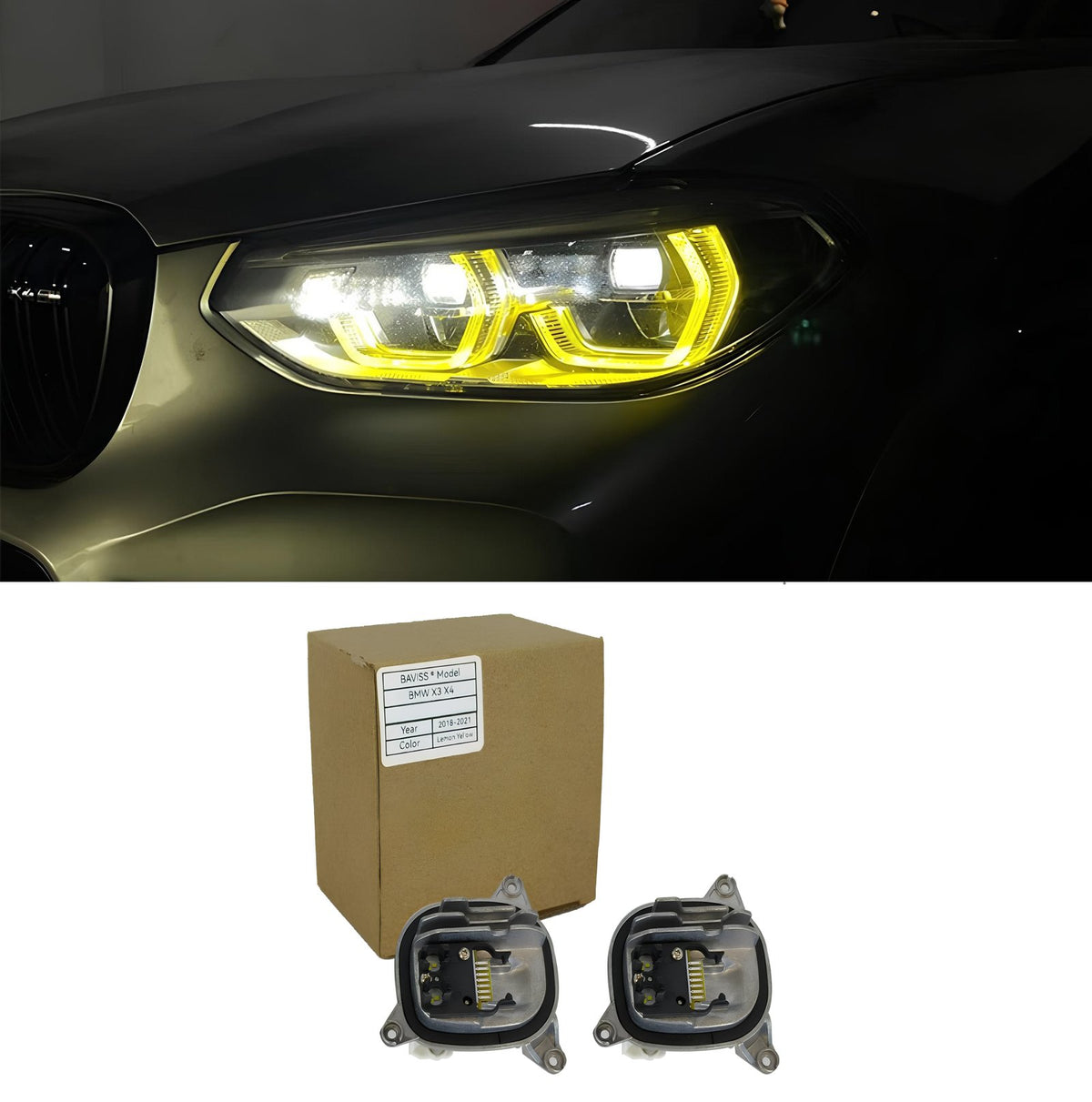 Moduł YELLOW DRL do BMW G01/G02/G08/F97/F98 2017-2021 LED zmiana koloru na żółty