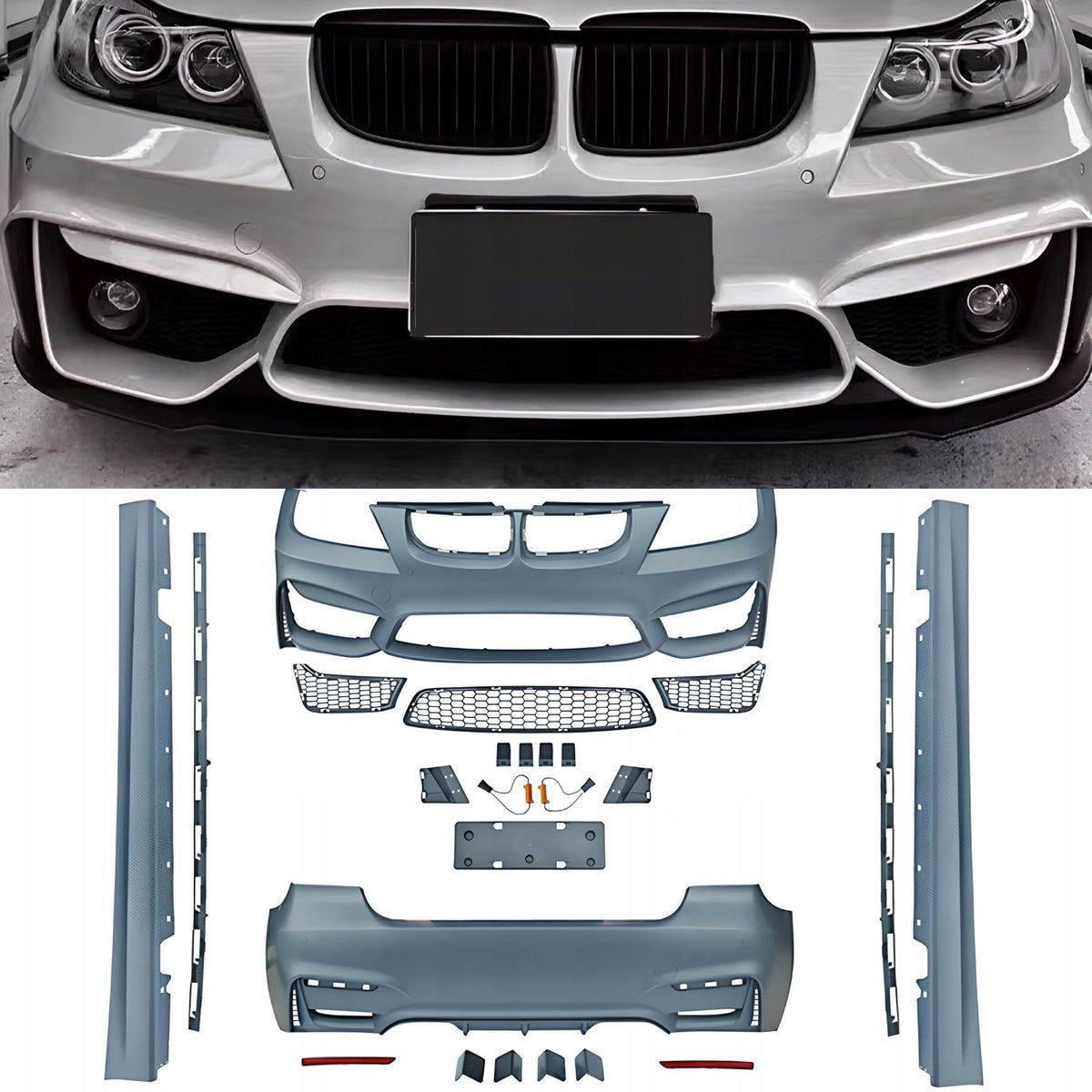 Bodykit Zderzaki Progi BMW E90 Pre-LCI (F80 Styl, z PDC)