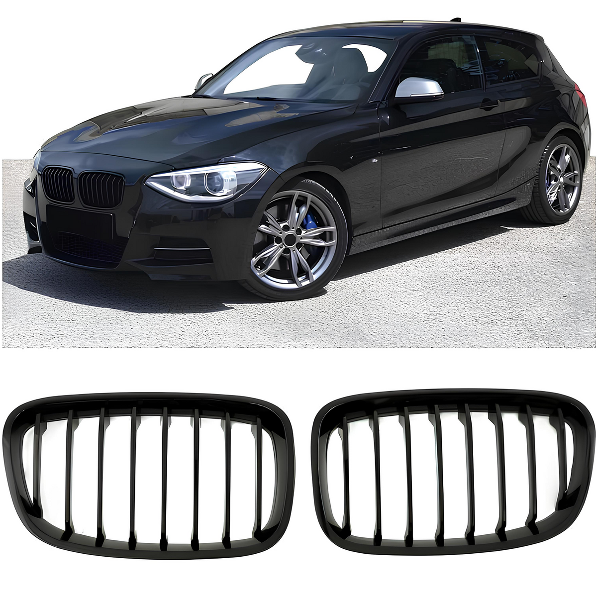 Atrapa Nerki Grill F20 BMW 1 SERIES CZARNY POŁYSK 1 ŻEBRO (2011–2015) PRE-LCI