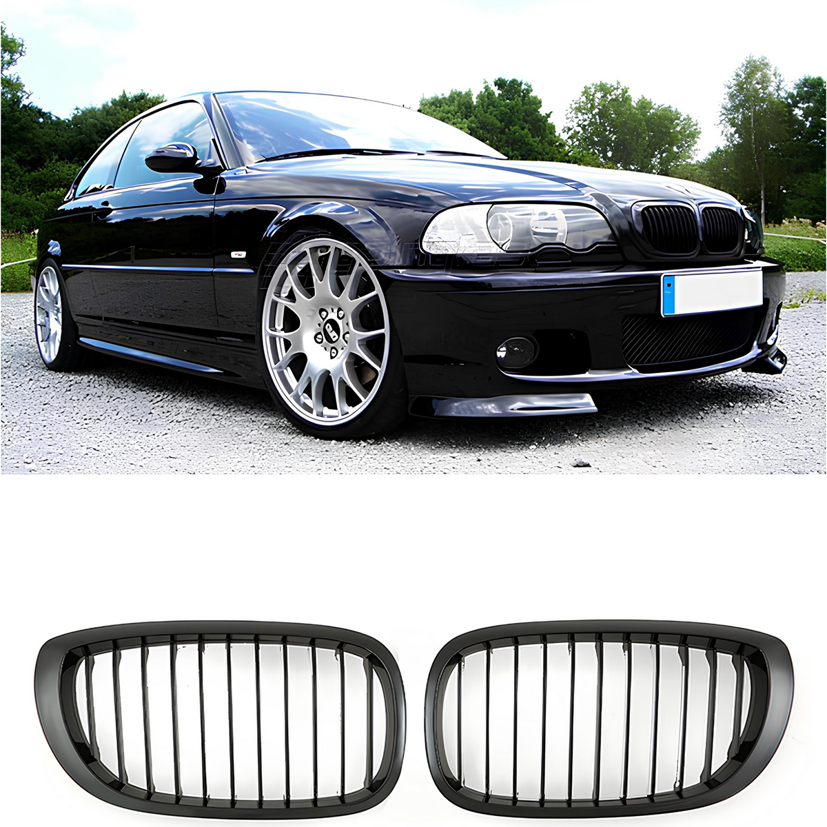 Atrapa Grill BMW Seria 3 E46 Coupe LCI (2003–2006) | Czarny Połysk | 1 Żebro