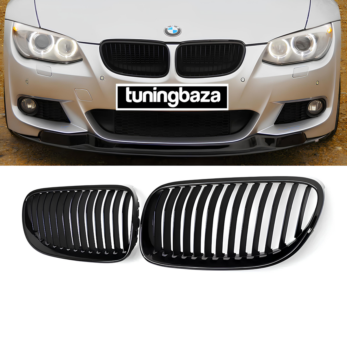 Atrapa Nerki Grill BMW Serii 3 E92 / E93 LCI (2010–2013) | 1 ŻEBRO | Czarny Połysk