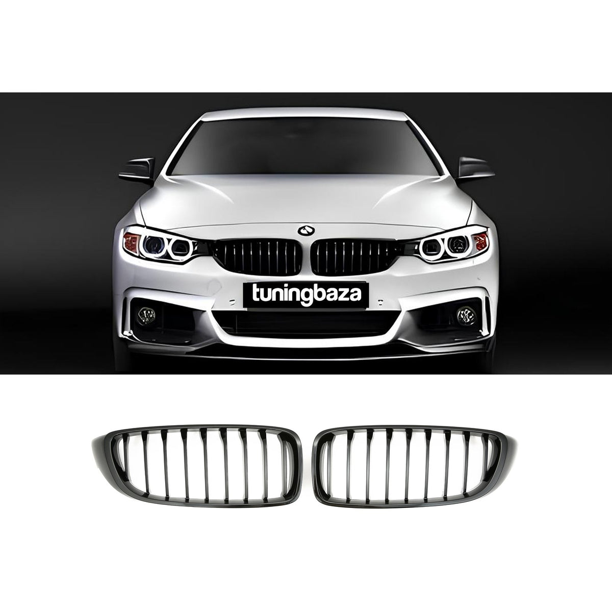 Atrapa Nerki Grill F32/F33/F36 BMW Serii 4 CZARNY POŁYSK – 1 ŻEBRO MP (2013-2021)