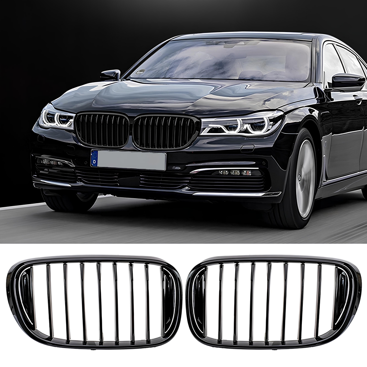 Atrapa Nerki Grill BMW 7 G11 / G12 CZARNY POŁYSK (1 ŻEBRO) MP-Style (2015–2019) PRE-LCI