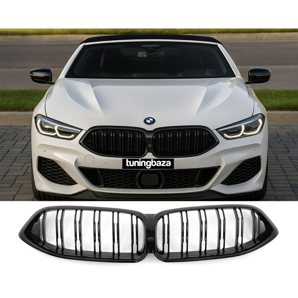 Atrapa Nerki Grill BMW 8 G14 / G15 / G16 CZARNY POŁYSK M-STYLE (2018–2022) Pre-LCI