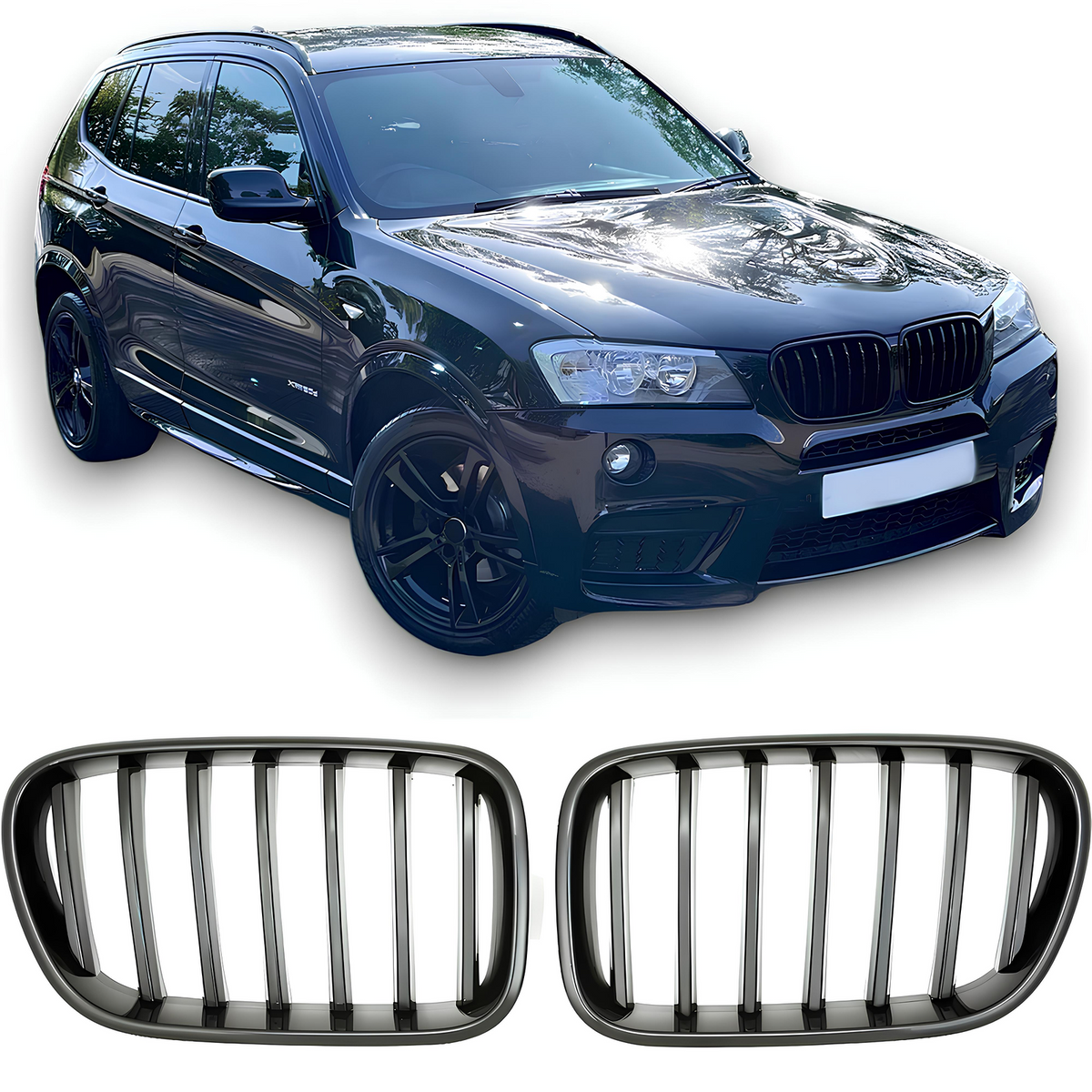 Atrapa Nerki Grill BMW X3 F25 CZARNY POŁYSK 1 ŻEBRO (2010–2014) PRE-LCI