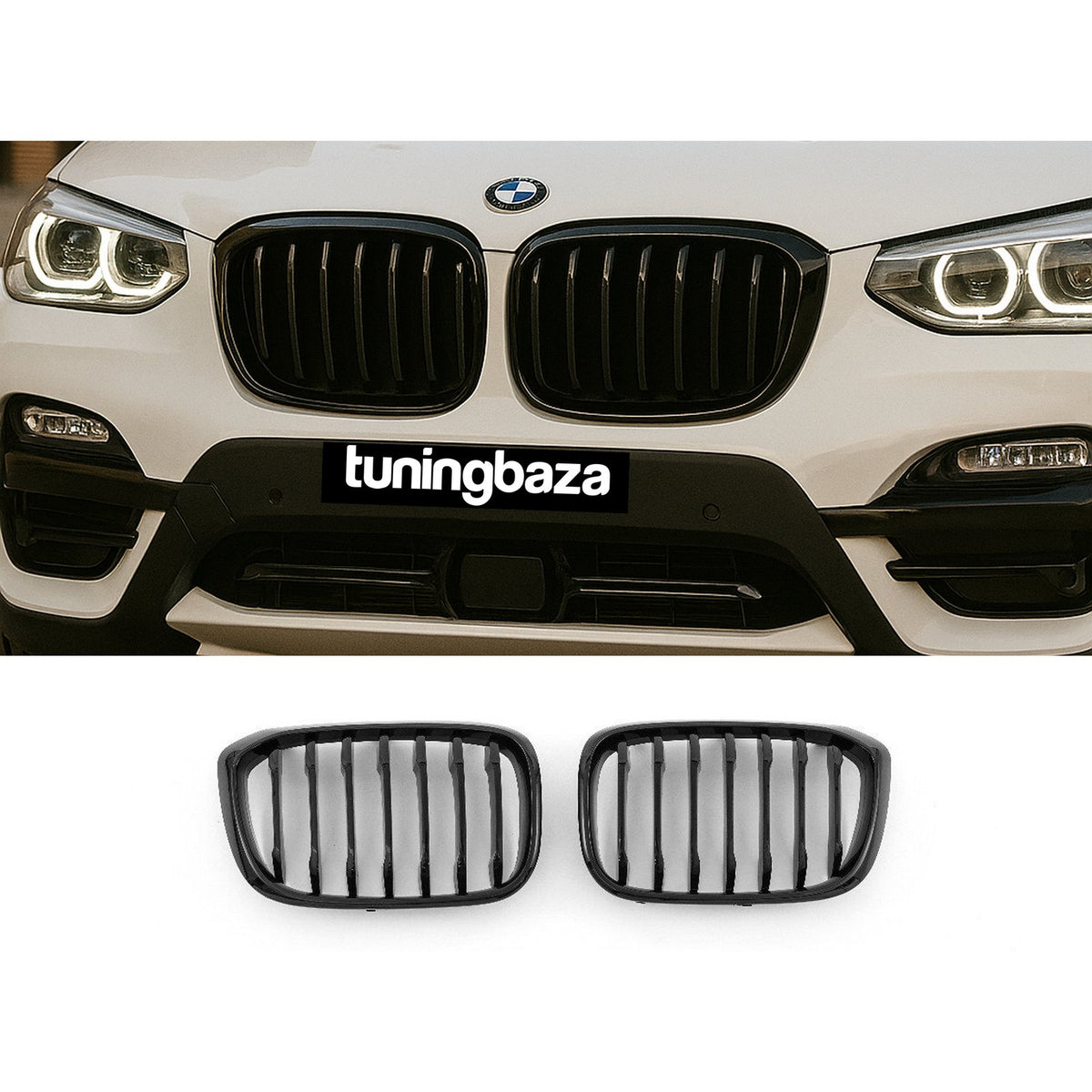 Atrapa Nerki Grill BMW X3 G01 / X4 G02 (2018-2021) PRE-LCI CZARNY POŁYSK 1 ŻEBRO