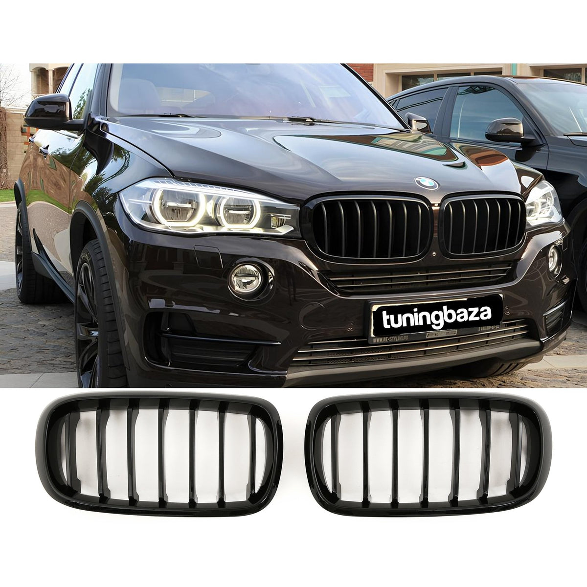 Atrapa Nerki Grill F15/F16 BMW CZARNY POŁYSK 1 ŻEBRO X5/X6 (2013–2019)
