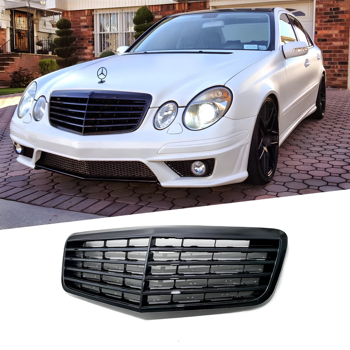 Atrapa Grill Mercedes E-Class W211 / S211 LIFT (2006–2009) ASSY All Black Style (Czarny Połysk)