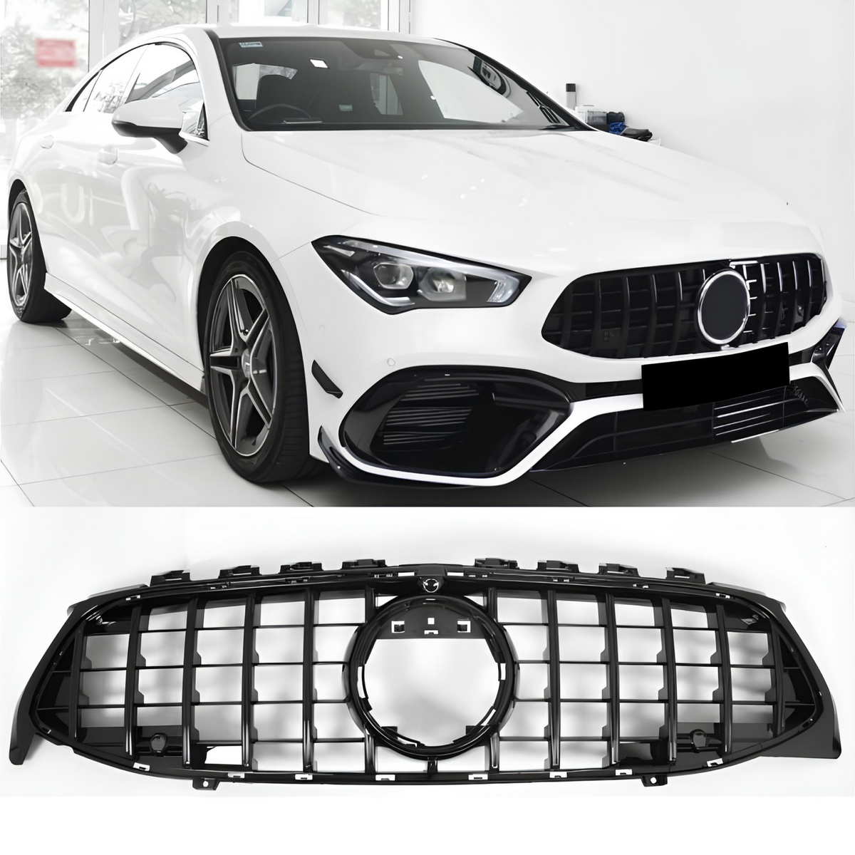 Atrapa Grill GT STYLE CZARNY POŁYSK Mercedes CLA C118 / X118 (2019–2023) PRE-FACELIFT