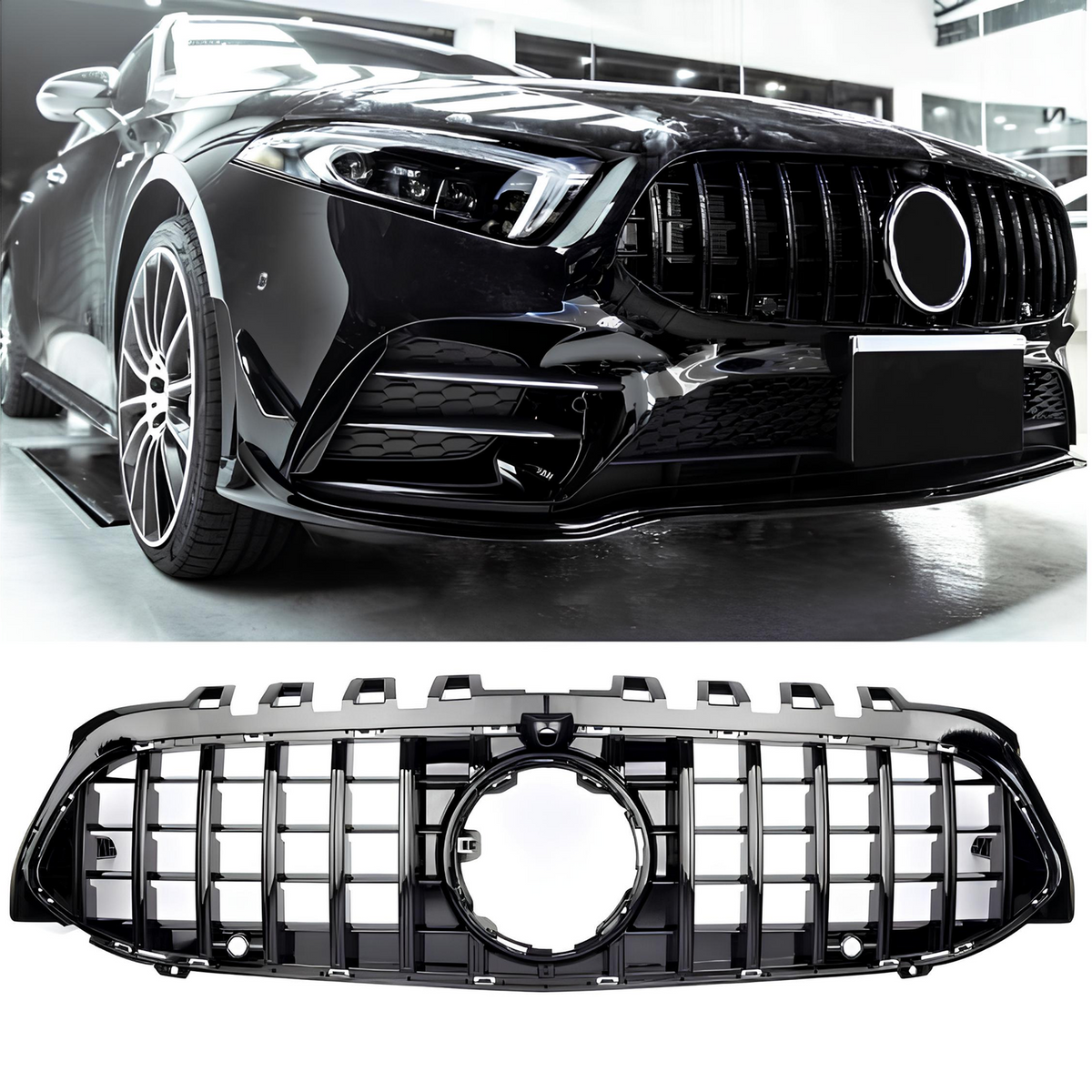 Atrapa Grill GT STYLE Mercedes A-Class W177/V177 CZARNY POŁYSK PRE-LIFT (2018–2022)
