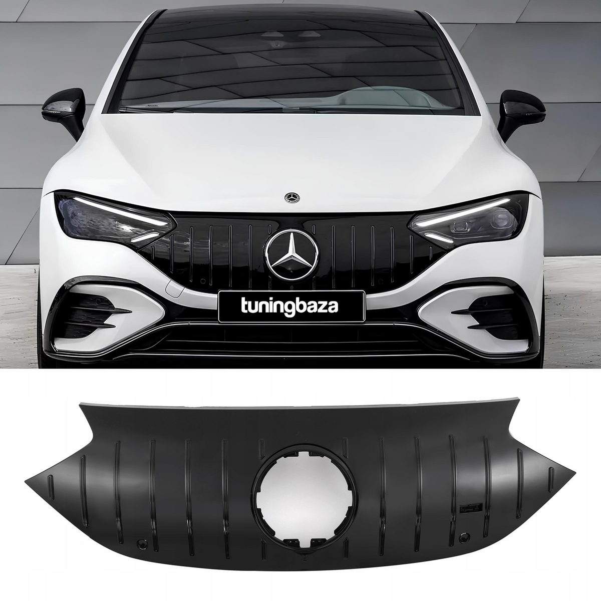 Atrapa Grill GT STYLE Mercedes EQE V295 2022-ON CZARNY POŁYSK (TYLKO AMG-Line)