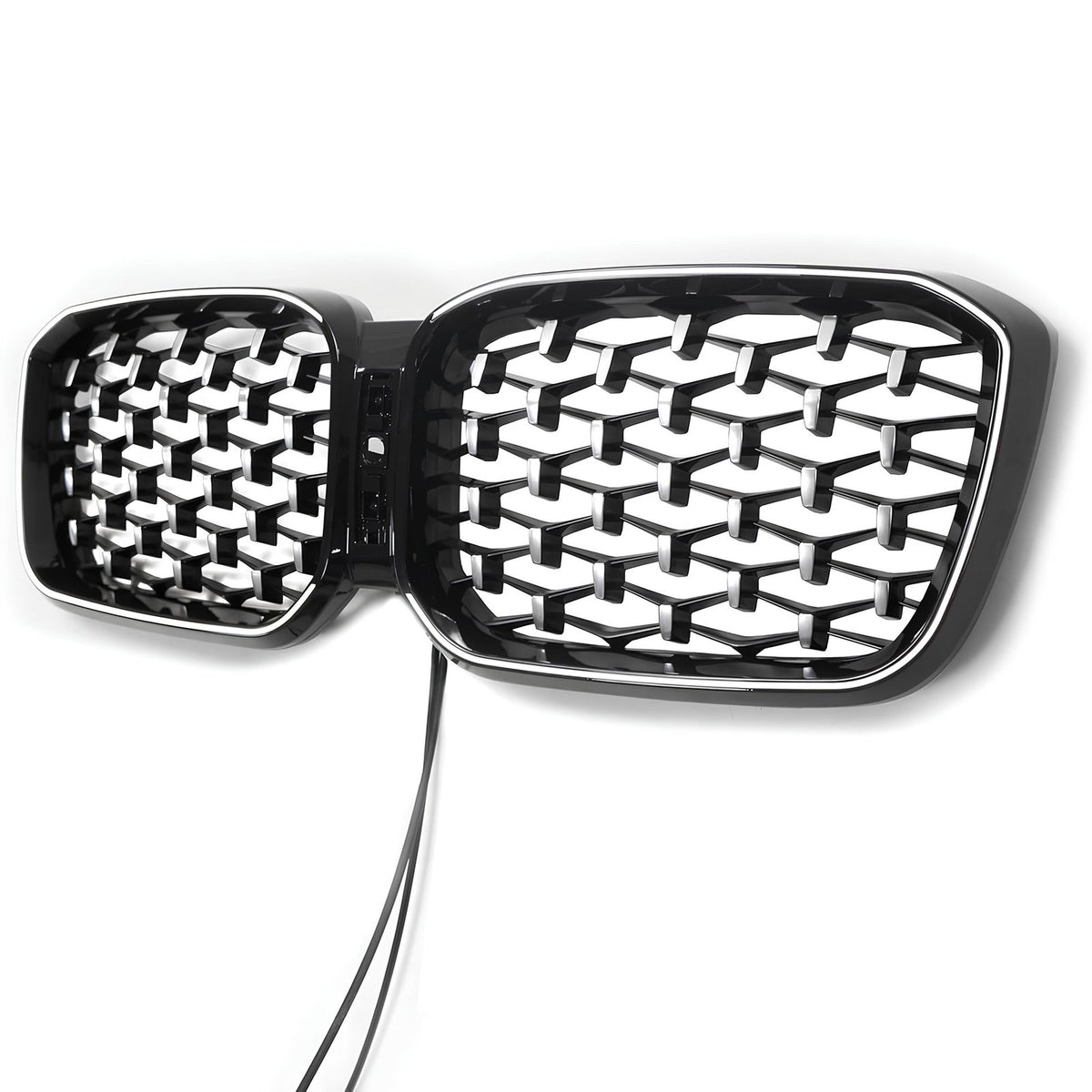 Atrapa Nerki BMW X3 G01 / X4 G02 LCI (2021–2024) Silver Diamond &amp; Black Rim LED
