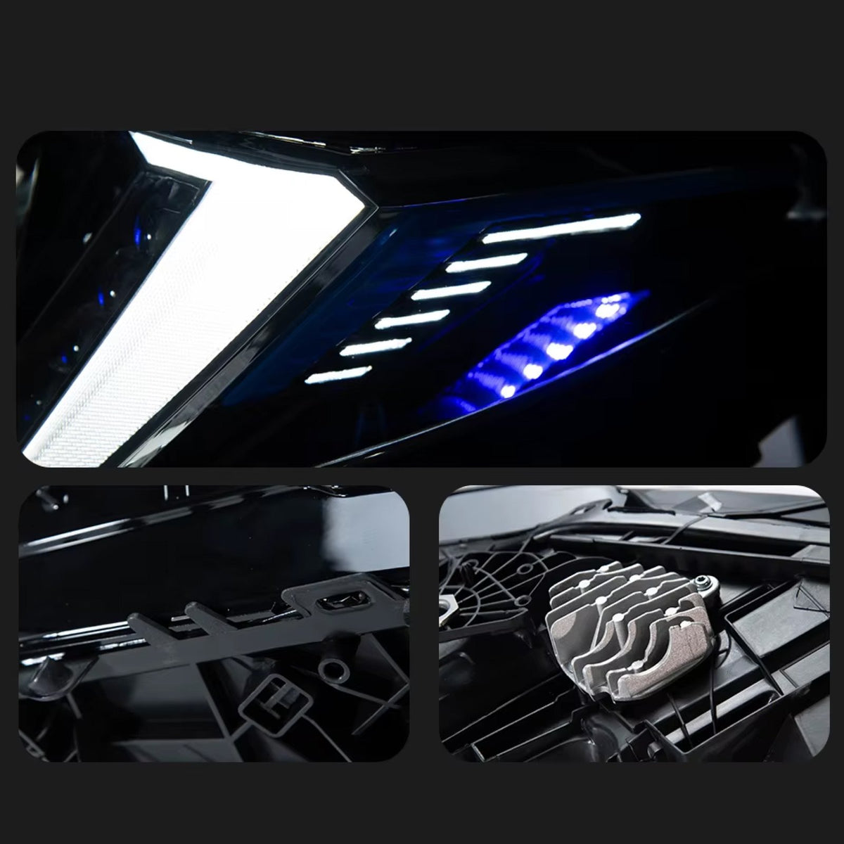 Lampy przednie LED do BMW G22 / G26 / M3 / M4 G80 / G82 – Snake Eyes Y+W DRL do LED