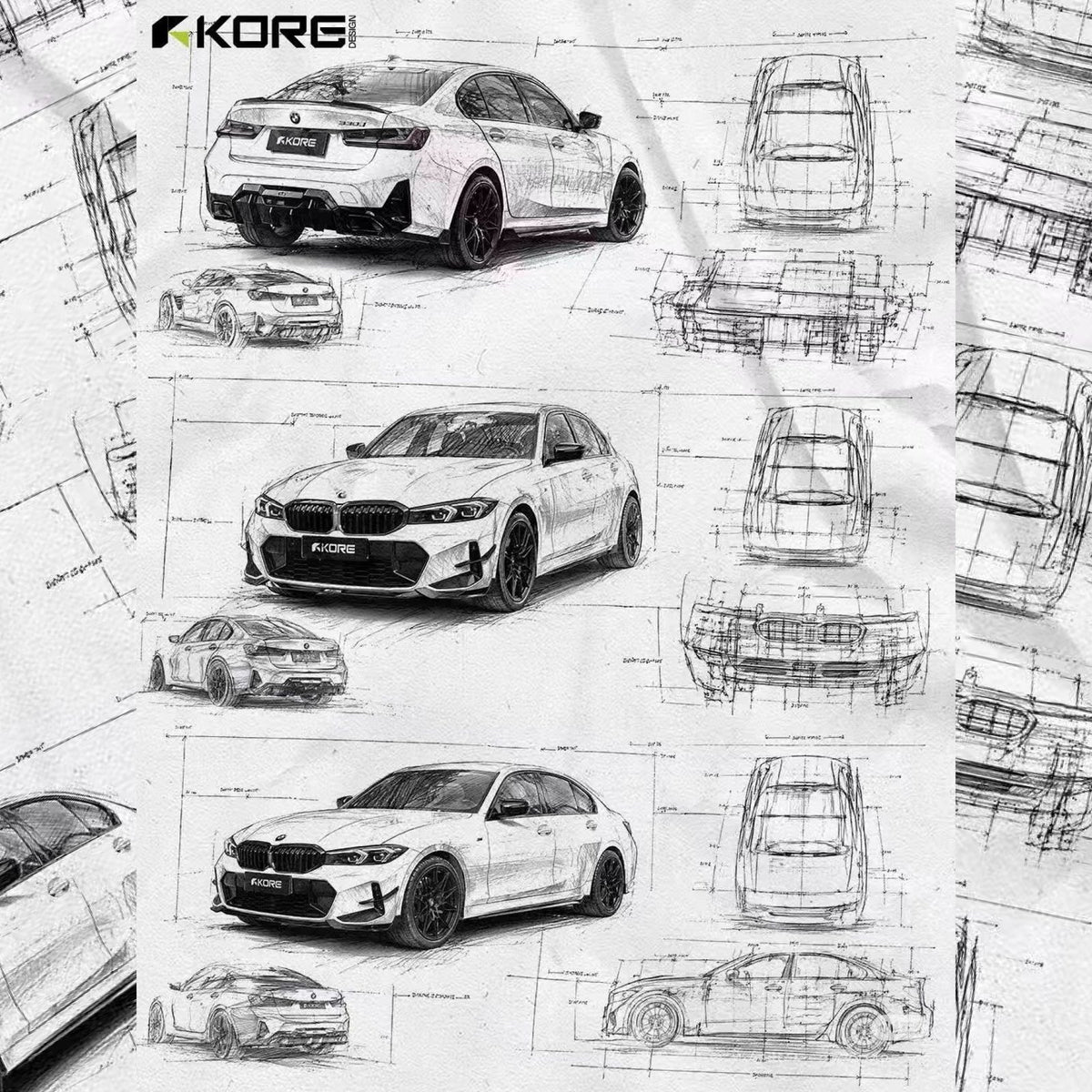 DOKŁADKI LISTWY POD PROGI BMW G22 G23 M-Paket Czarny Szafir KORE