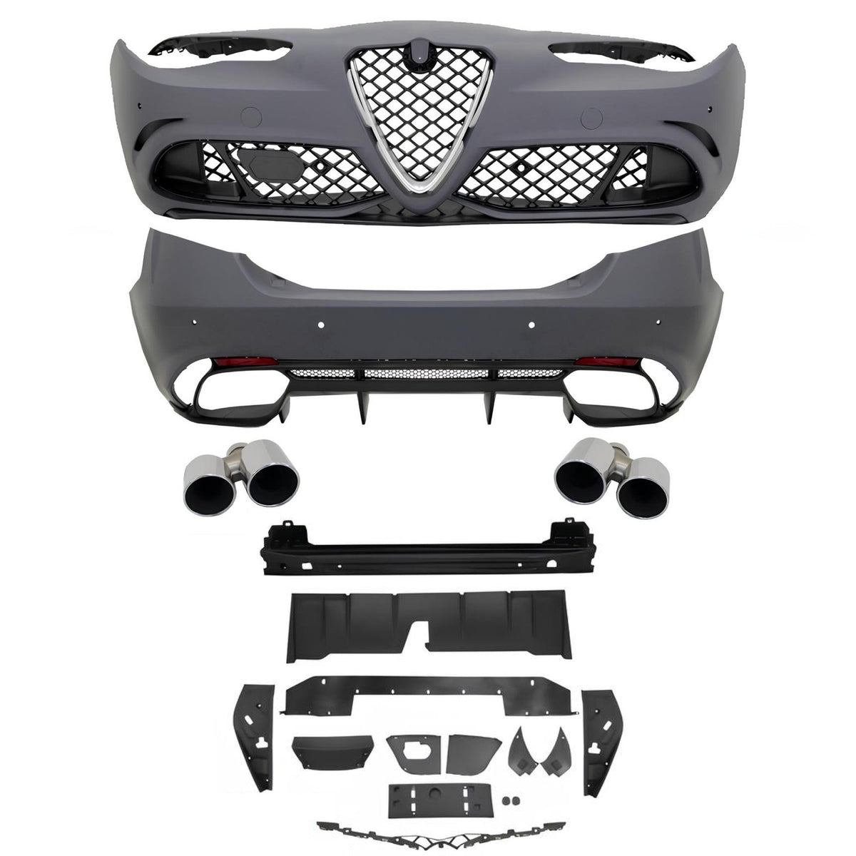 BODY KIT ALFA ROMEO GIULIA 952 Q4 QUADRIFOGLIO – ZDERZAK PRZÓD + TYŁ + GRILL + KOŃCÓWKI WYDECHU