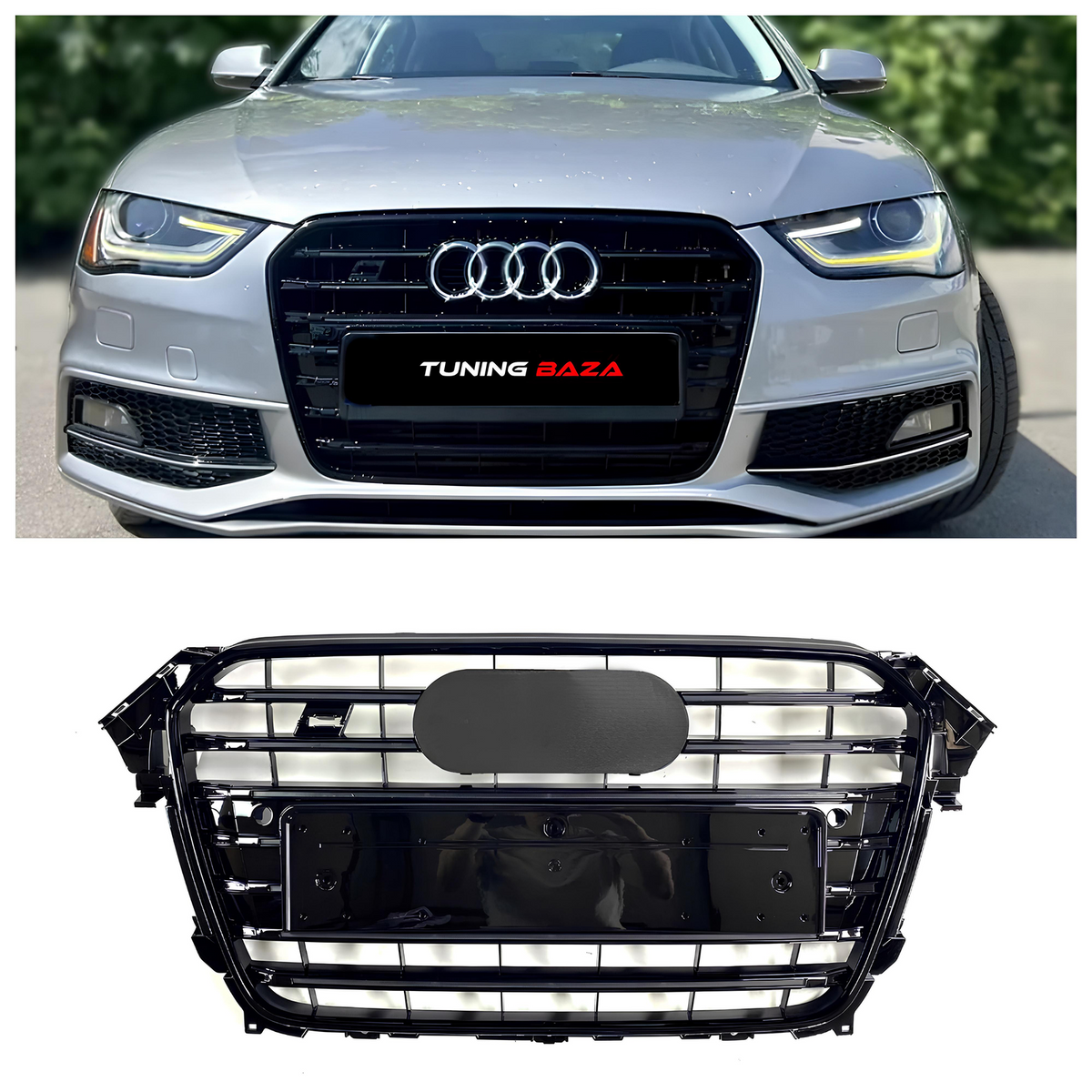 Atrapa Grill AUDI A4 B8 PO LIFT (2011–2015) S4 Style | Czarny Połysk | 1:1 zamiennik