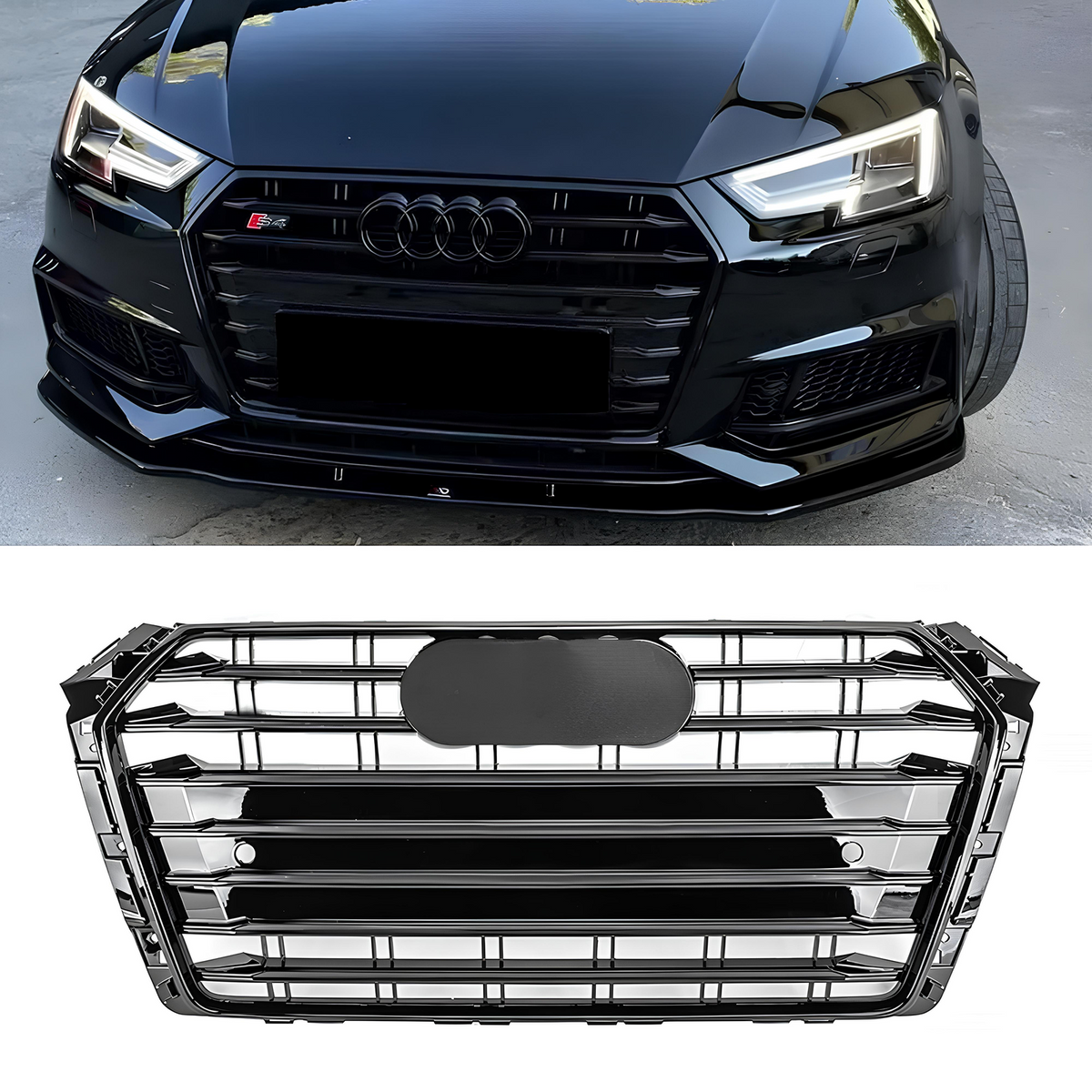 Atrapa Grill AUDI A4 B9 PRE-LIFT (2015–2019) S4 Style | Czarny połysk | 1:1 zamiennik