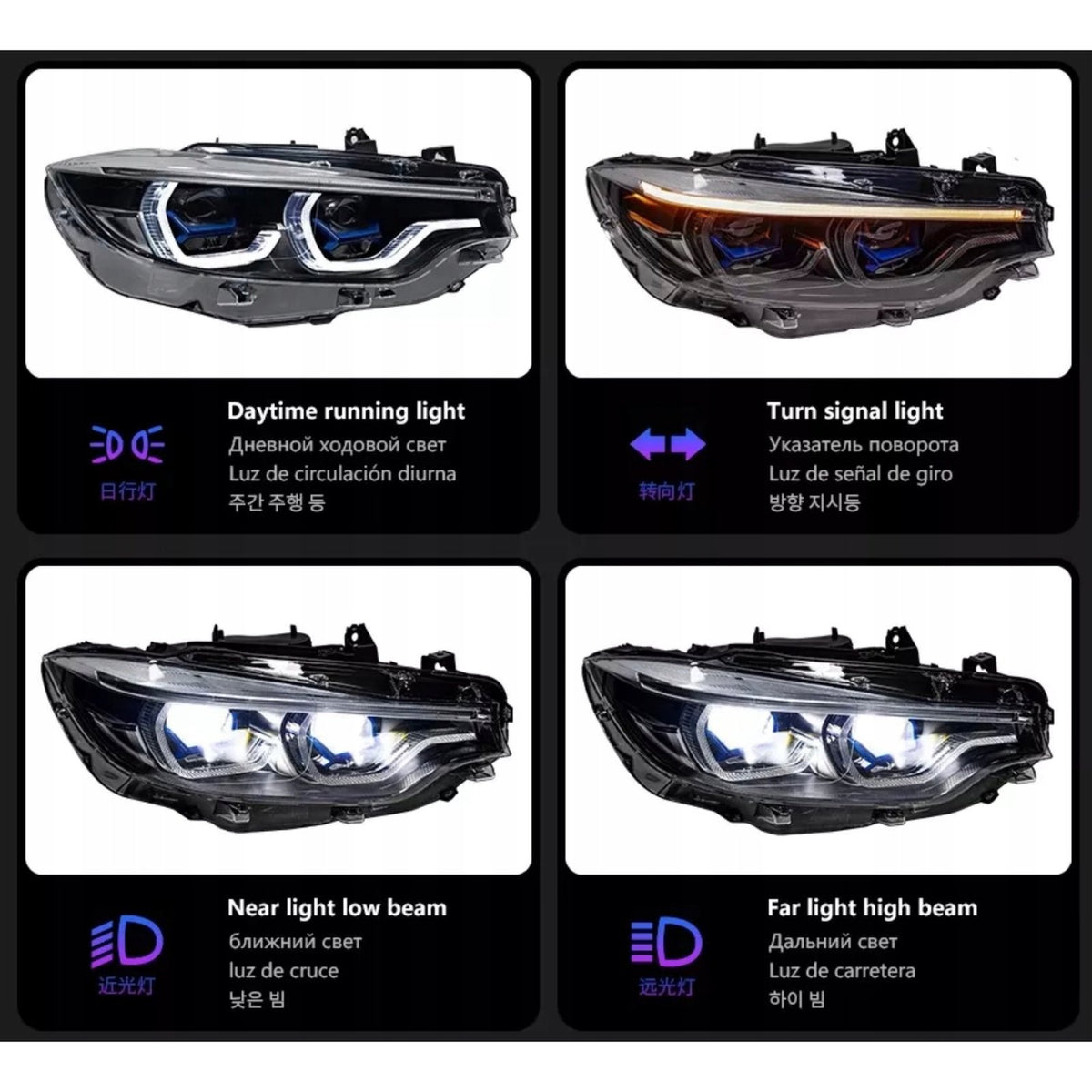 Reflektory LED Laser Retrofit w Stylu G Series do BMW F32 F36 F80 F82 F83 F33 (2013-2015) – 8 PIN EU