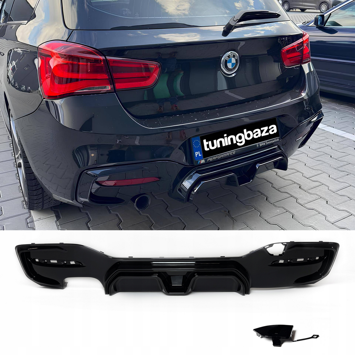 Dyfuzor Tylny BMW F20 LCI CS Style Czarny Połysk (2015–2019) 0--