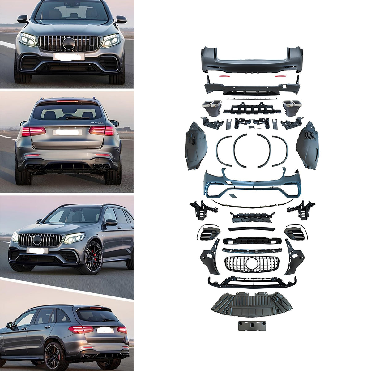 Bodykit do Mercedes GLC X253 AMG Styl 16-19 Zderzaki + Dyfuzor z Końcówkami