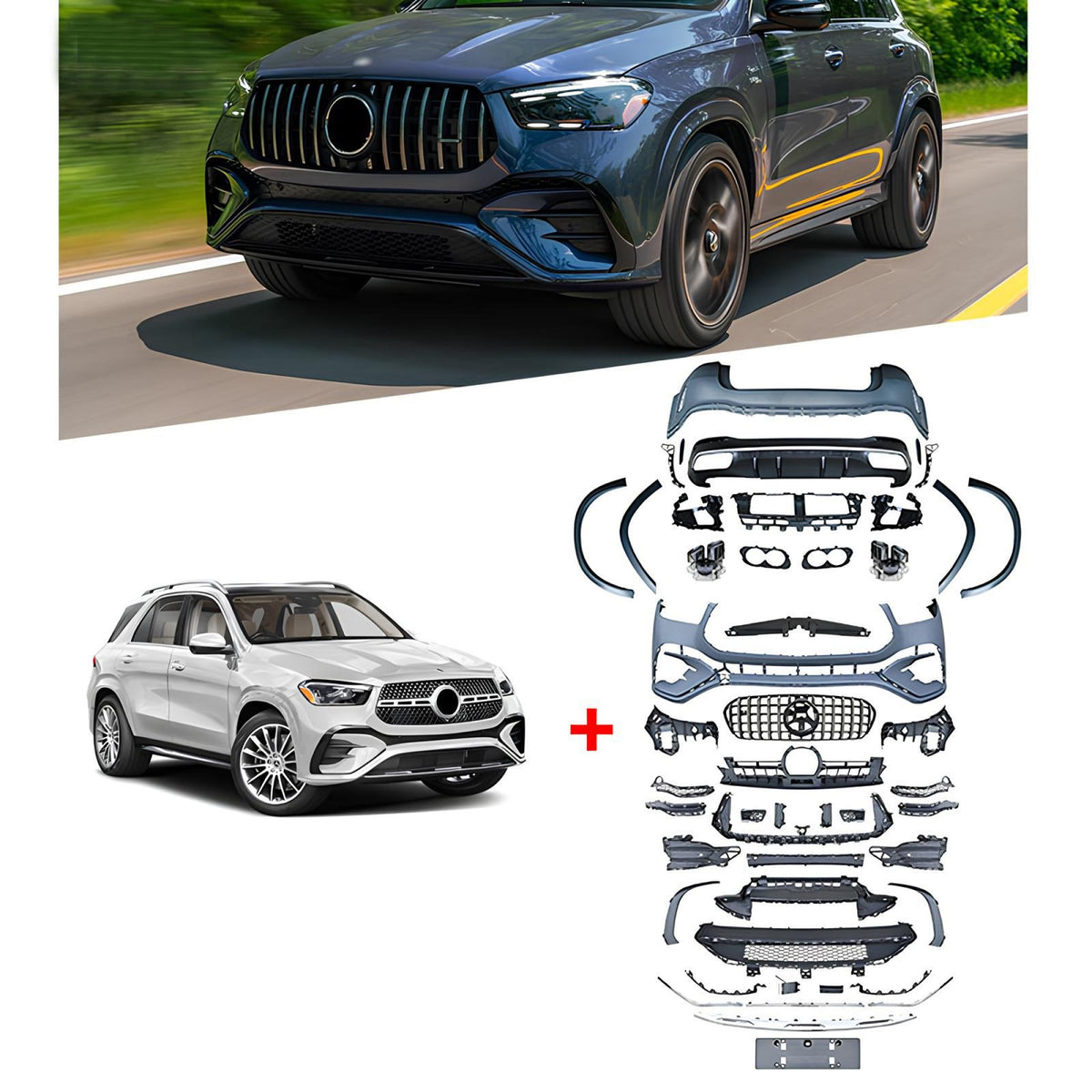 Bodykit do Mercedes GLE W167 AMG 53 Styl Zderzaki + Dyfuzor z Końcówkami