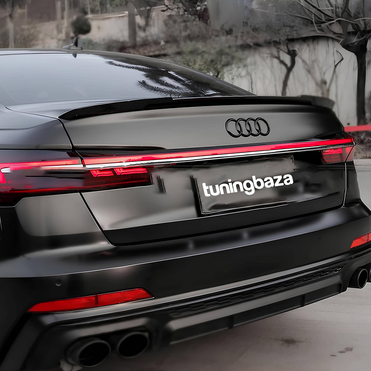 Dyfuzor Tylny z Końcówkami Wydechu Audi A6 C8 S6 Look do S-Line (2018-2025) Czarny Połysk 00-00
