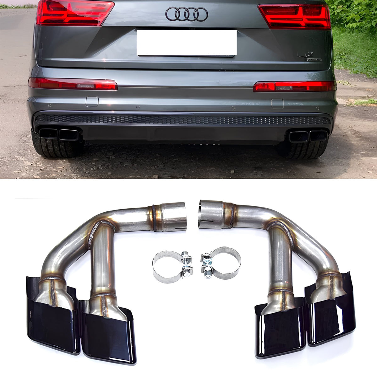 Końcówki Wydechu Audi Q7 4M (2016-2019) SQ7 Style 3.0 TFSI Czarny Połysk 55mm