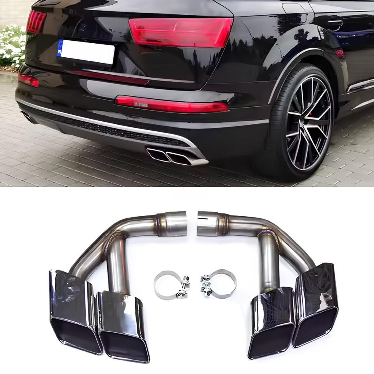 Końcówki Wydechu Audi Q7/SQ7 (2016–2019) do 3.0 TDI Diesel – Srebrne, 65mm