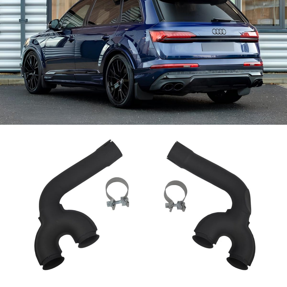 Dyfuzor Tylny z Końcówkami Wydechu Audi Q7 4M  (2020–2023) S-line Czarny Połysk