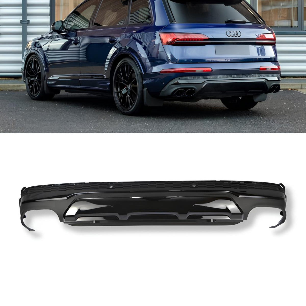 Dyfuzor Tylny z Końcówkami Wydechu Audi Q7 4M  (2020–2023) S-line Czarny Połysk