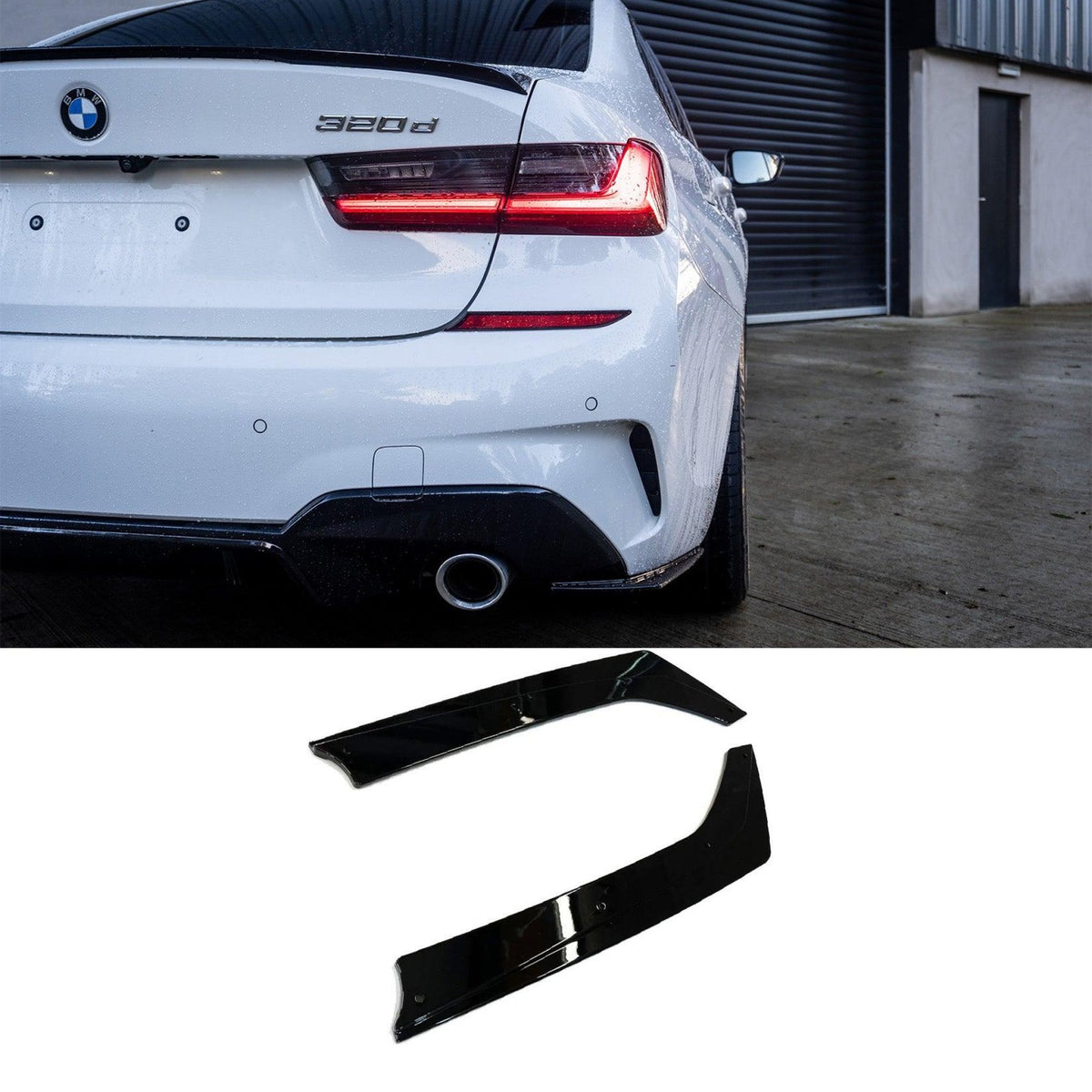 Boczne Bumerangi Zderzaka Tylnego BMW 3 Series G20/G28 (2019-2022) – Czarny Połysk