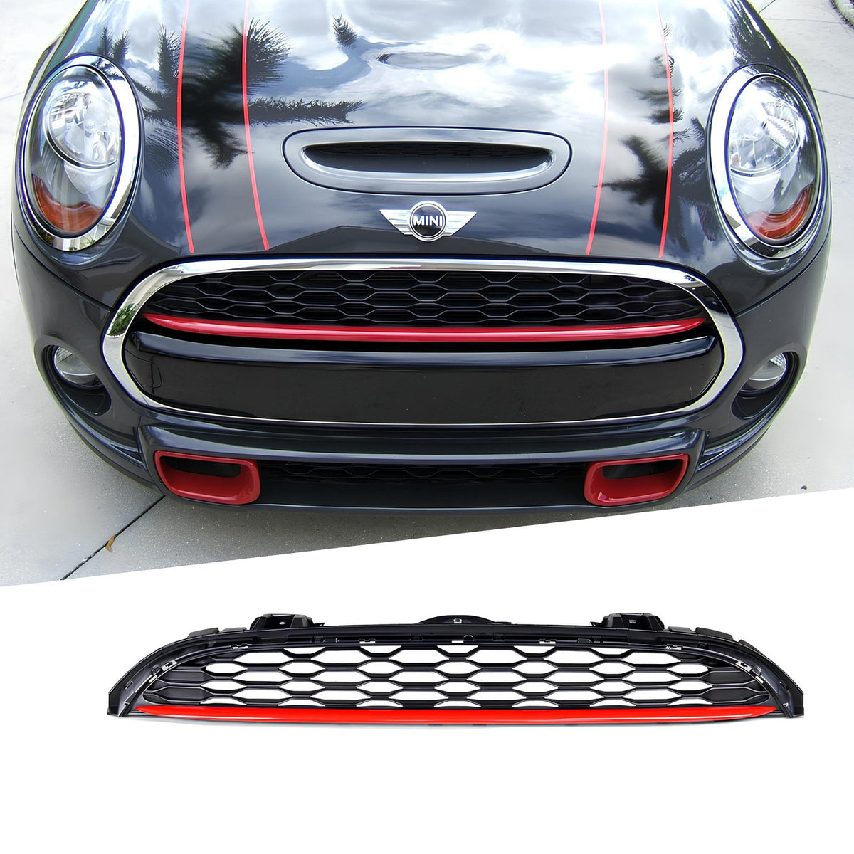 Atrapa Grill MINI F55 / F56 / F57 JWC Style (2013–2021) PRE-LCI | Czarny połysk | 1:1 zamiennik