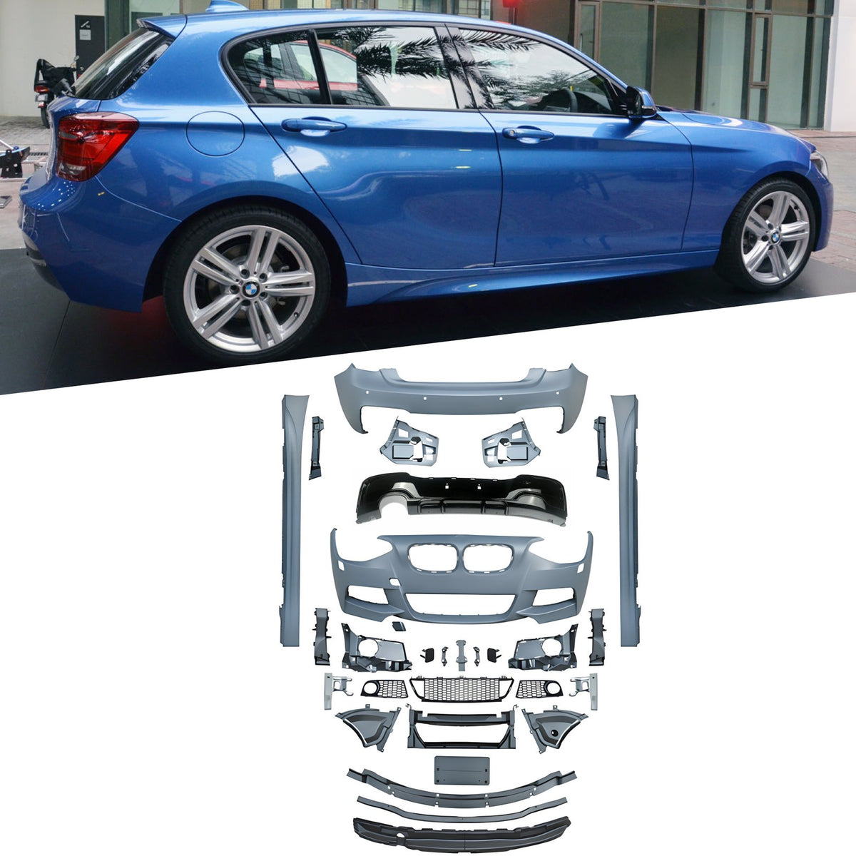 Bodykit Zderzaki Progi BMW F20 Pre-LCI (z PDC, SRA) + Kratki Halogenów