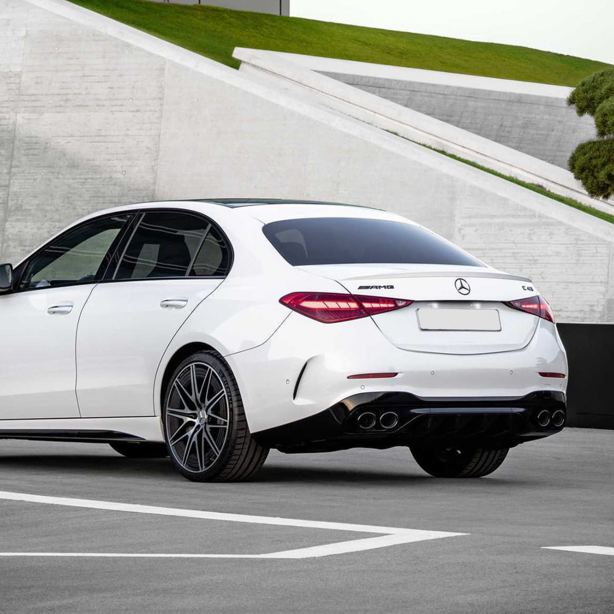 Dyfuzor Tylny Mercedes W206 C43 AMG Style Czarny Połysk z Czarnymi Końcówkami (2021+) 00--00