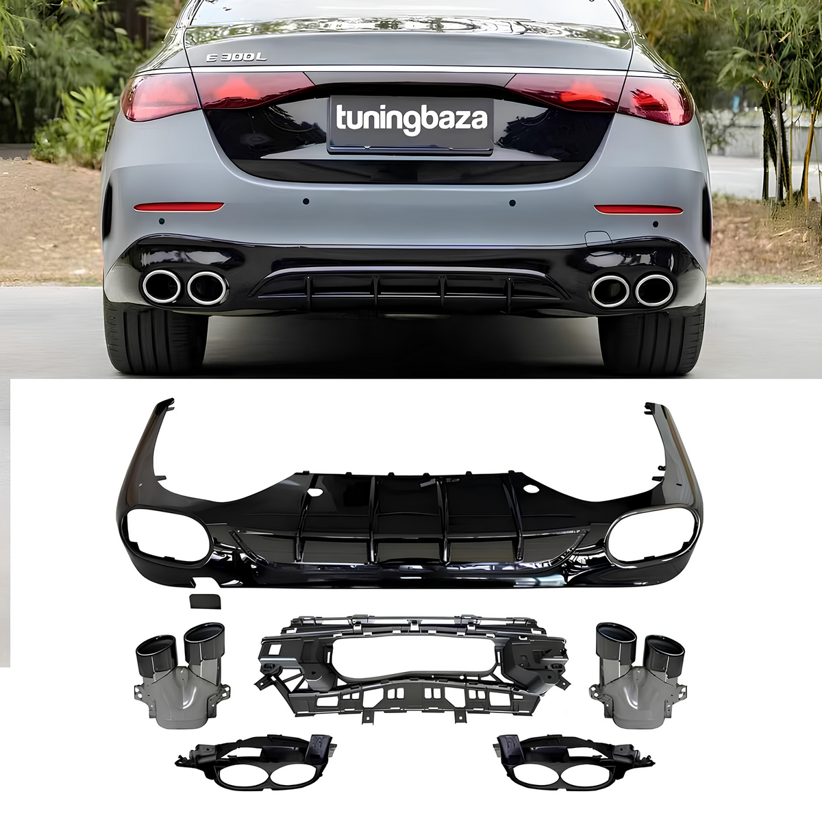 Dyfuzor Tylny Mercedes E W214 / S214 (2023+) AMG-Style z Końcówkami Wydechu 00--00