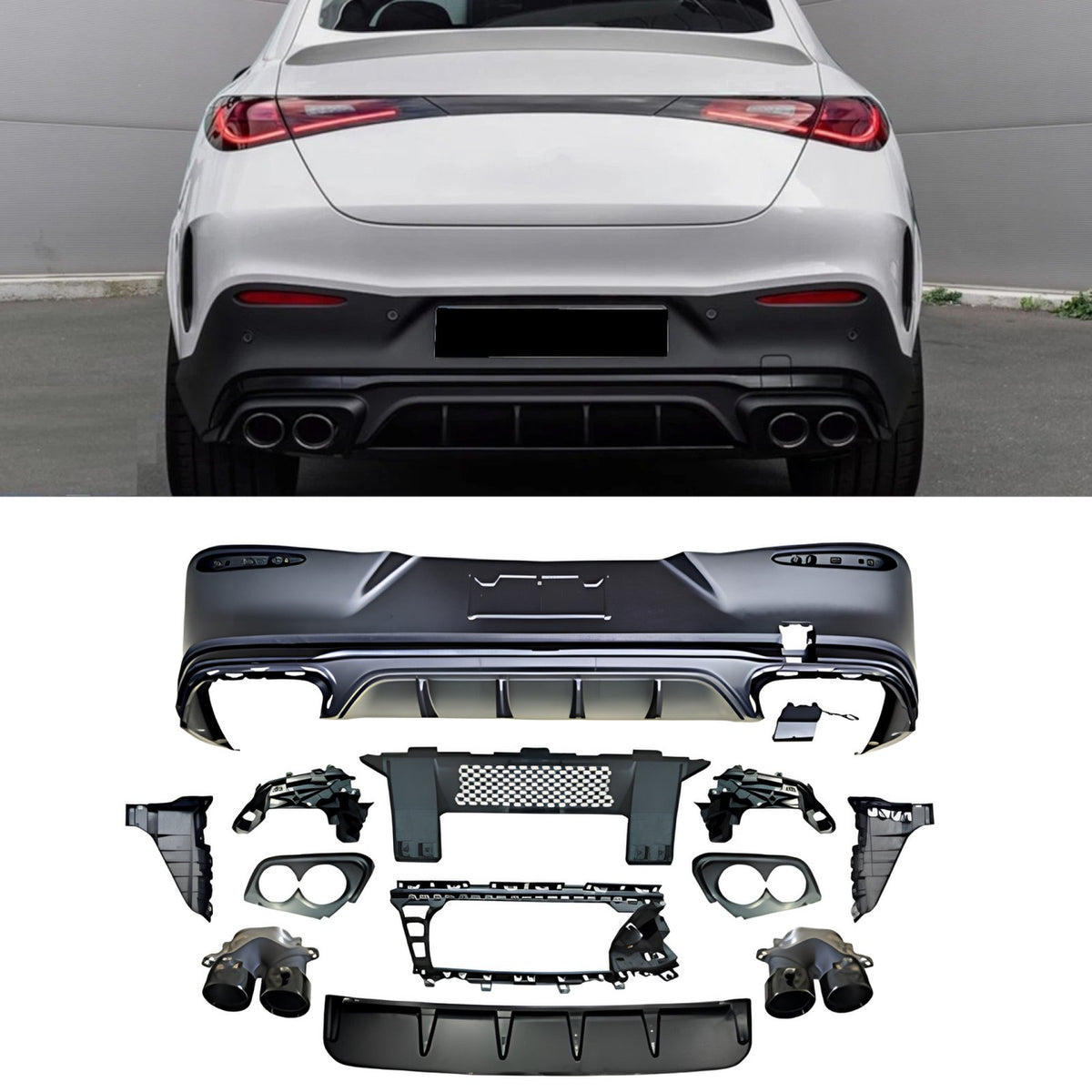Dyfuzor Tylny Mercedes GLC C254 AMG Style GLC43 z Końcówkami Wydechu 2022+