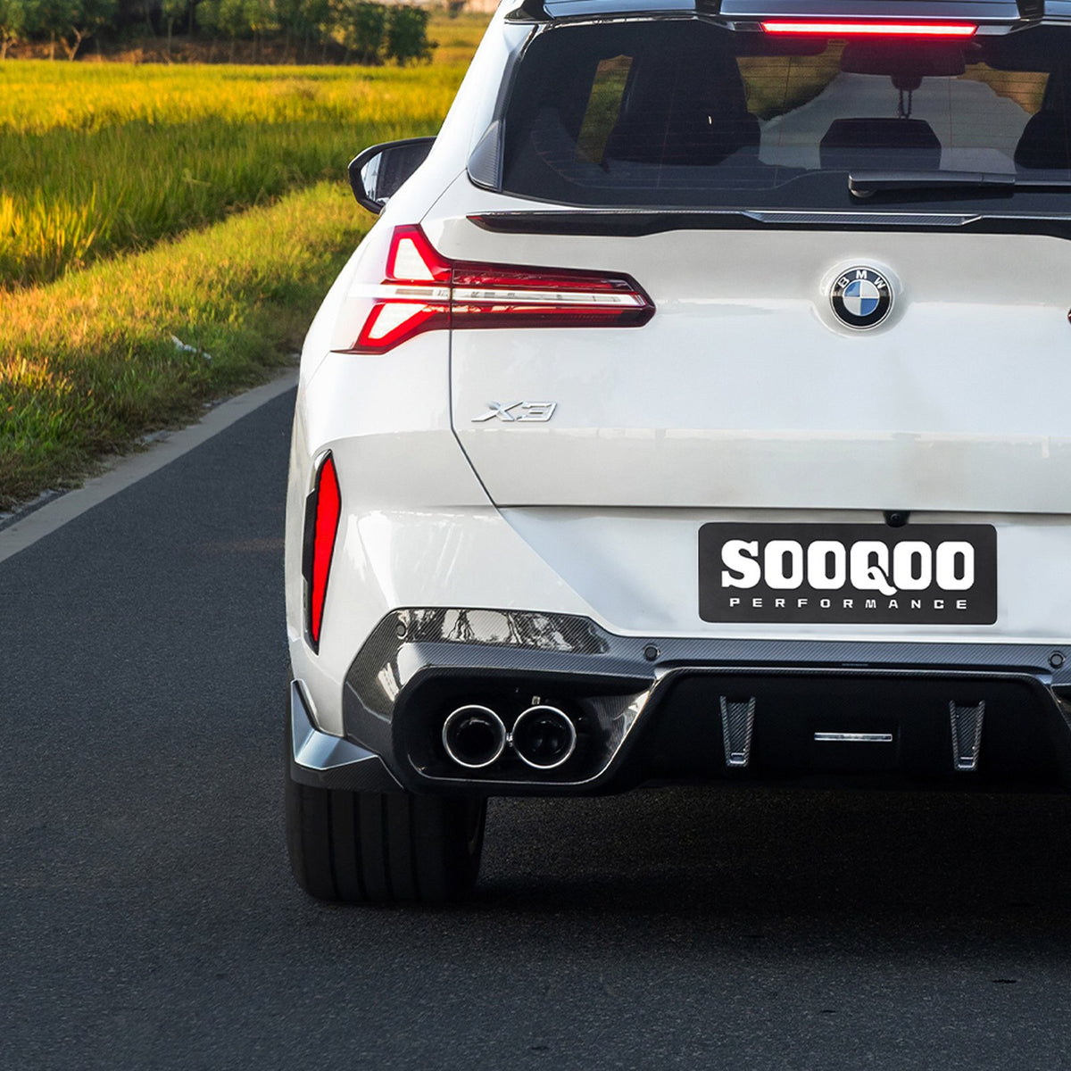 Końcówki Wydechu Podwójne (00-00) BMW X3 G45 Srebrne (2024-ON)