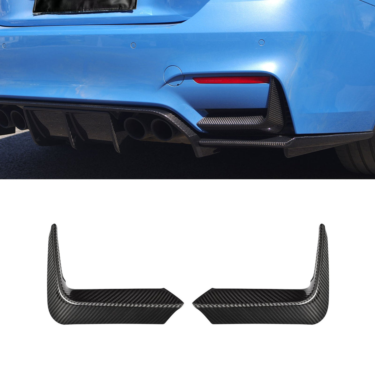 Karbonowe Splittery Tylne BMW M3 / M4 F80 / F82 / F83 M‑Performance Style (Dry‑Carbon)