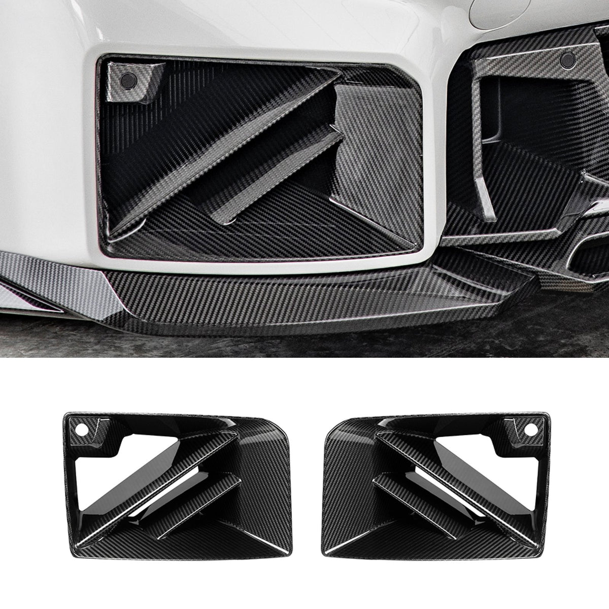 Karbonowe Wloty Powietrza Przedniego Zderzaka do BMW M2 G87 Coupe – SQ Style