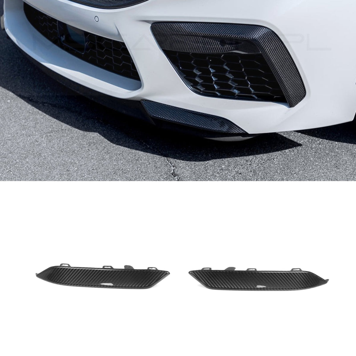Karbonowe Splittery Dolne / Wkładki Przedniego Zderzaka do BMW M8 F91 / F92 / F93 – Carbon