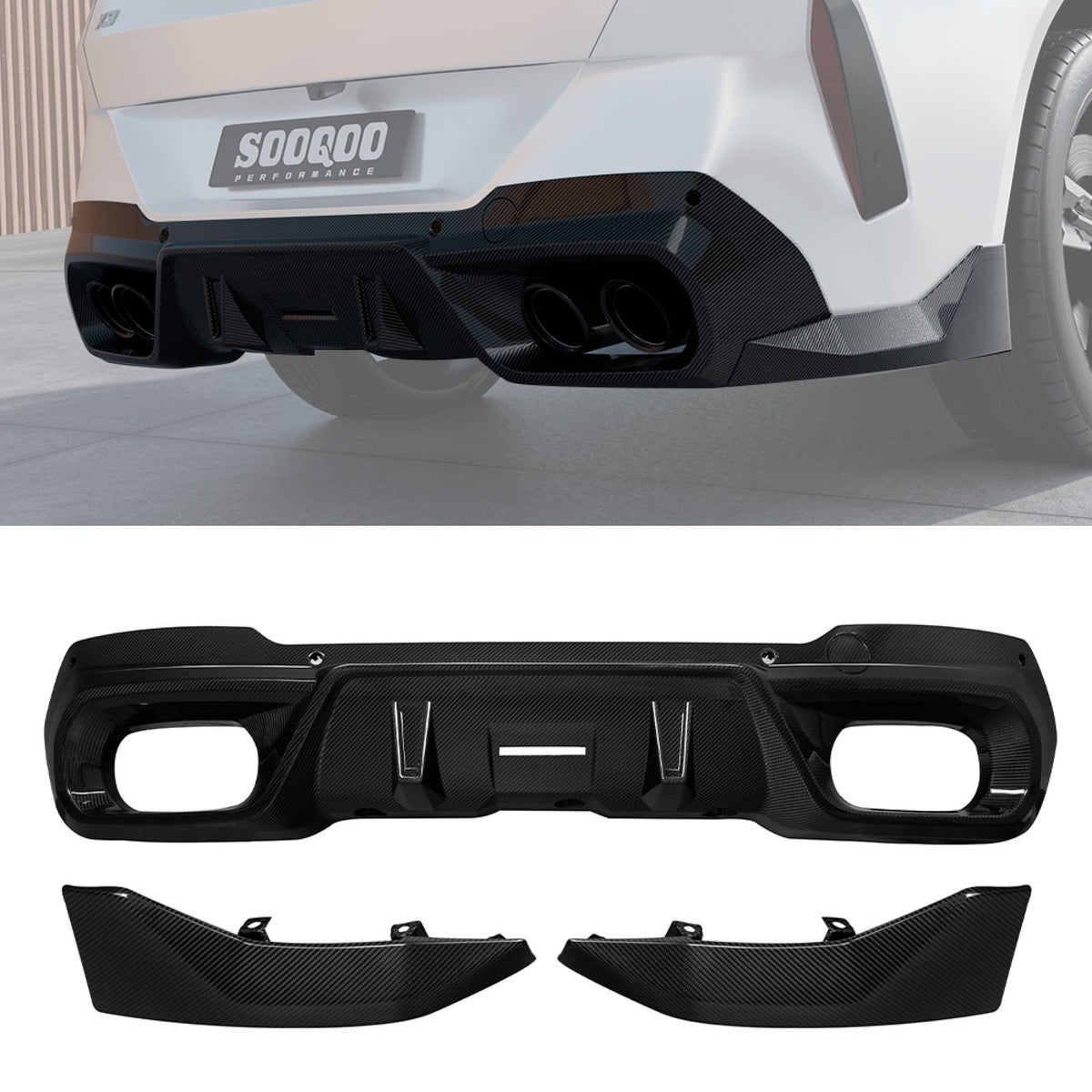 Karbonowy Dyfuzor BMW X3 G45 SOOQOO Style V1 00-00