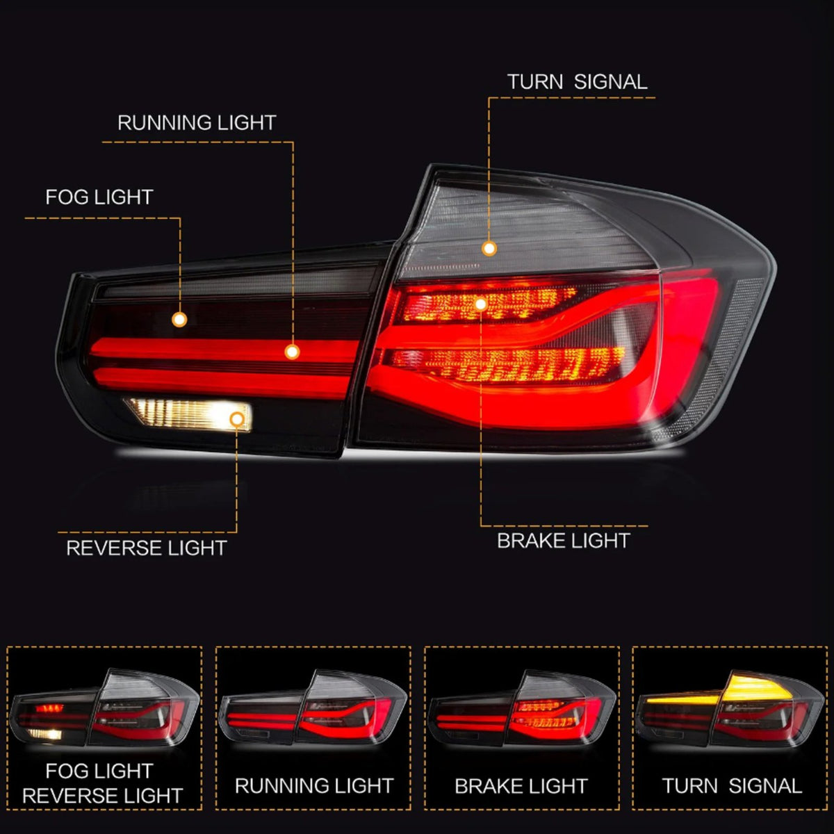 Lampy Tylne Tył BMW F30 F80 LCI Style Czerwone