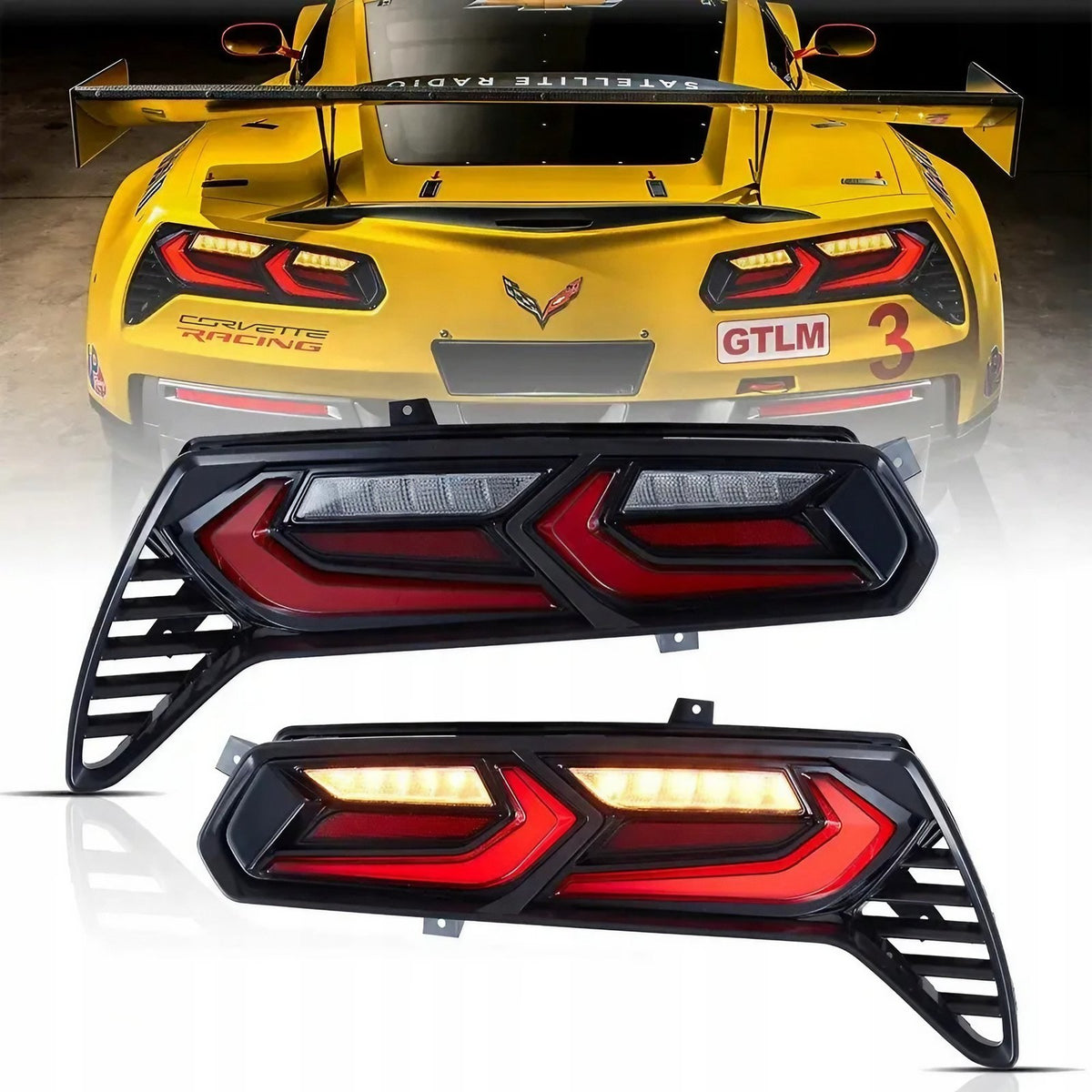 Lampy Tylne do Chevrolet Corvette C7 2014–2019 VLAND Pełne LED Sekwencyjne