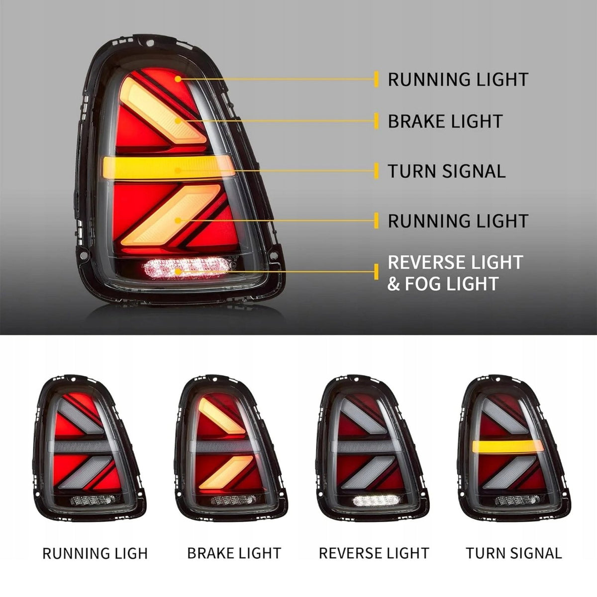 Lampy Tylne Mini Cooper R56/R57/R58/R59 (2007-2013) – LED Union Jack Clear