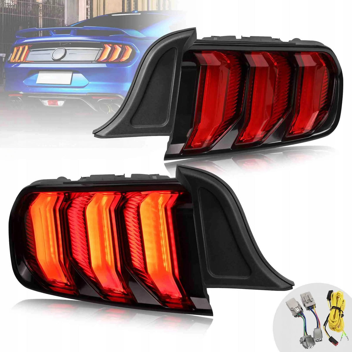 LAMPA LAMPY TYŁ LED VLAND EUROPA CZERWONE HOMOLOGACJA FORD MUSTANG 2015-23