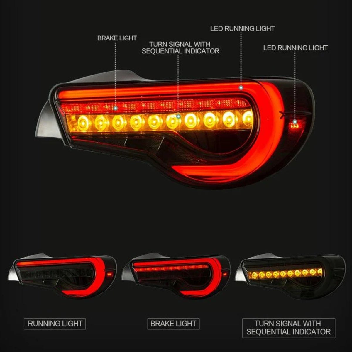 Lampy Tylne Toyota GT86 Subaru BRZ Scion FRS 2013+ LED Czerwone